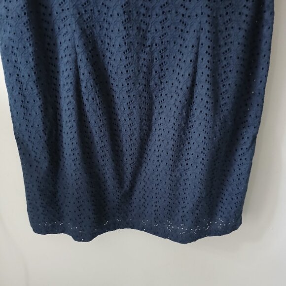 VTG L.L Bean Women's Sheath Dress Size 18 Blue Zipper Sleeveless 100% Cotton - Picture 8 of 16